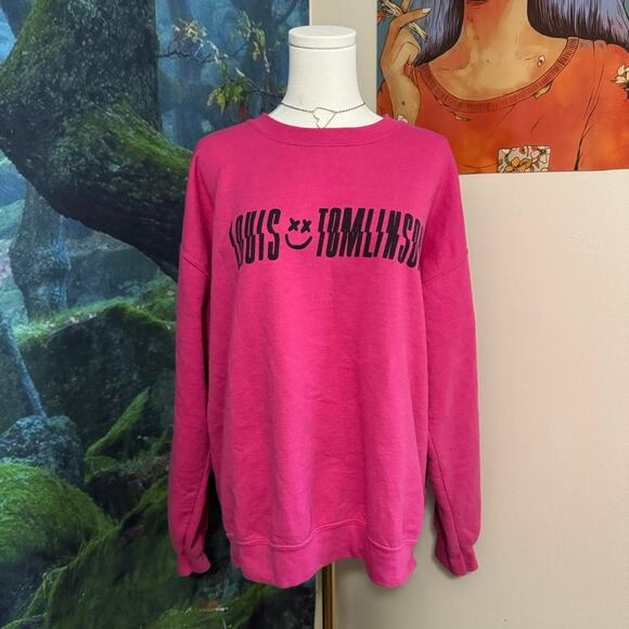 louis tomlinson walls tour crewneck pink graphic sweatshirt oversized unisex - Picture 4 of 4